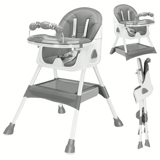 UBRAVOO 3-In-1 Baby High Chair Foldable Portable Dining Chairs Eat & Play Convertible With FivePoint Snap Button,DoubleLayer Dinner Plate And Toy Rack