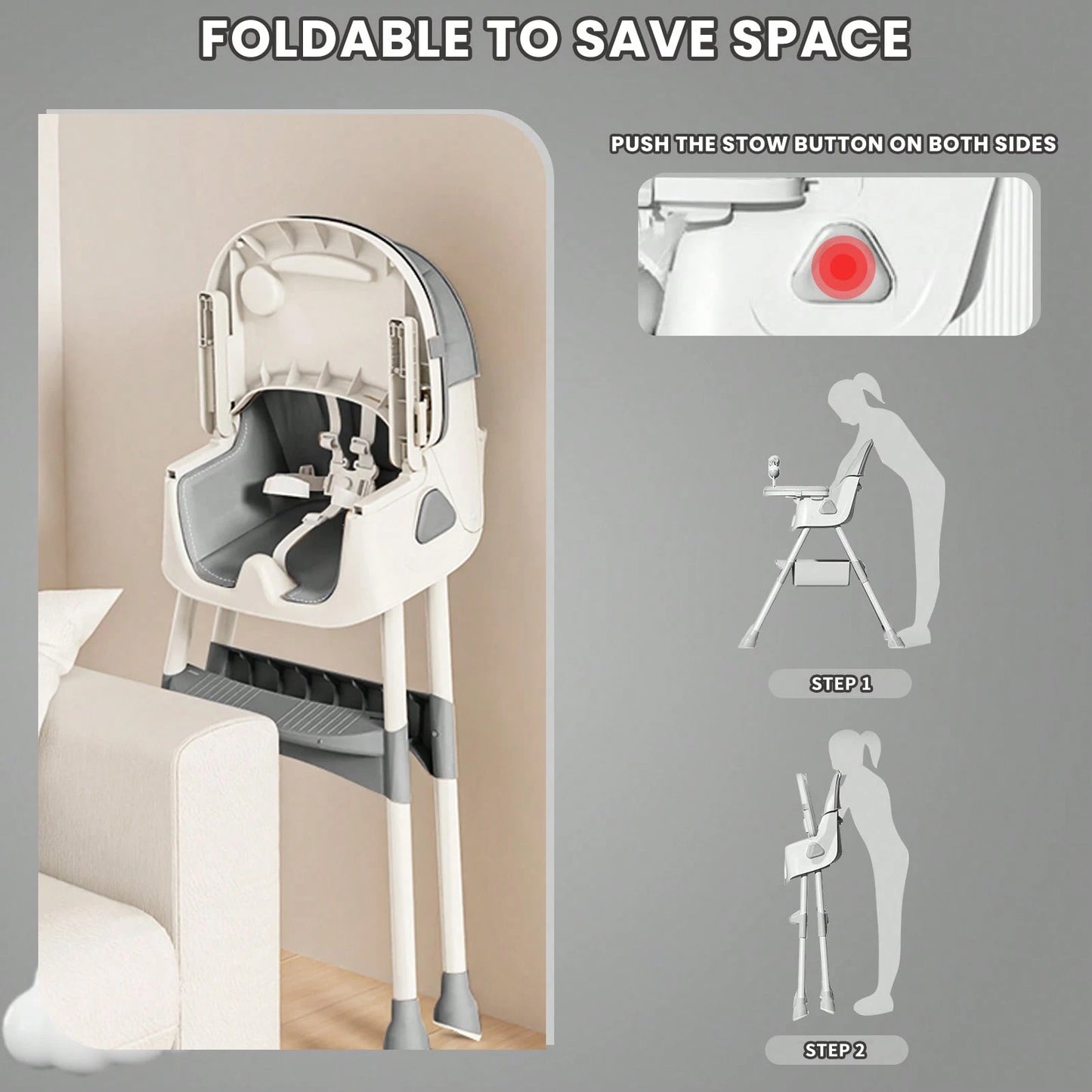 UBRAVOO 3-In-1 Baby High Chair Foldable Portable Dining Chairs Eat & Play Convertible With FivePoint Snap Button,DoubleLayer Dinner Plate And Toy Rack