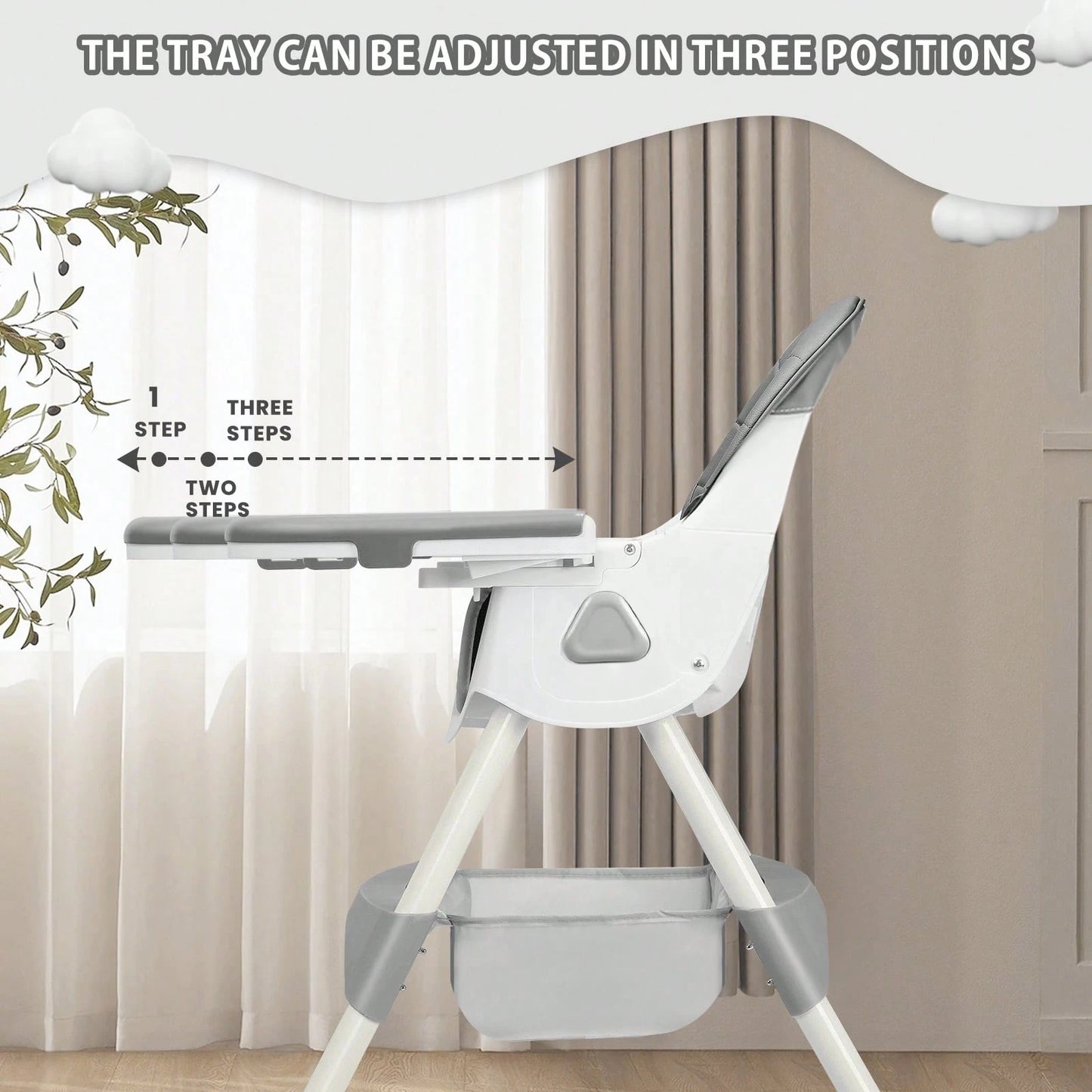 UBRAVOO 3-In-1 Baby High Chair Foldable Portable Dining Chairs Eat & Play Convertible With FivePoint Snap Button,DoubleLayer Dinner Plate And Toy Rack