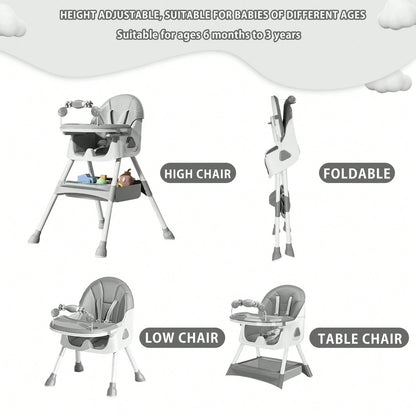 UBRAVOO 3-In-1 Baby High Chair Foldable Portable Dining Chairs Eat & Play Convertible With FivePoint Snap Button,DoubleLayer Dinner Plate And Toy Rack