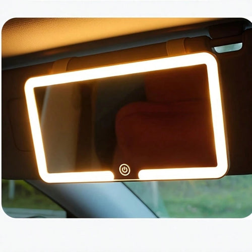 Ultra-Thin Car Sun Visor Rechargeable Vanity Mirror With 3 Light Modes And LED For Cars And Trucks With Dimmable Touch Screen, Compatible With Multiple Vehicles, Car Rearview Mirror Hanger Accessory