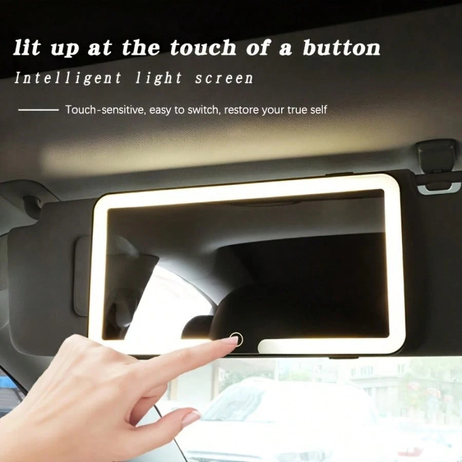 Ultra-Thin Car Sun Visor Rechargeable Vanity Mirror With 3 Light Modes And LED For Cars And Trucks With Dimmable Touch Screen, Compatible With Multiple Vehicles, Car Rearview Mirror Hanger Accessory