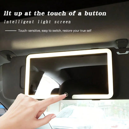 Ultra-Thin Car Sun Visor Rechargeable Vanity Mirror With 3 Light Modes And LED For Cars And Trucks With Dimmable Touch Screen, Compatible With Multiple Vehicles, Car Rearview Mirror Hanger Accessory