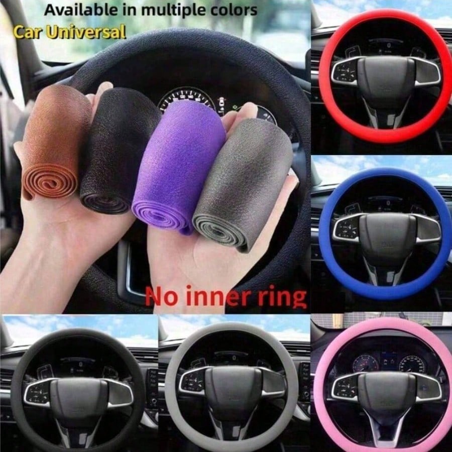Ultra-Thin Non-Slip Silicone Steering Wheel Cover, Fits 13.77-14.17 Inch Cars, SUVs And Trucks, Quick Installation, Low-Profile Non-Slip, Slightly Sticky Surface, Better Control, Odorless Black Protec