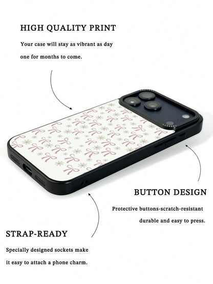 UMBAUTY 1pc Daisy & Bow Design Phone Case, Compatible With Phone 17 Pro Max, 16 Pro Max, 15 Pro Max, 14 Pro Max, 11/12/13/14/15/17 Pro Max Plus, Korean Style High-End Fashion Fun Elegant Design, Suita