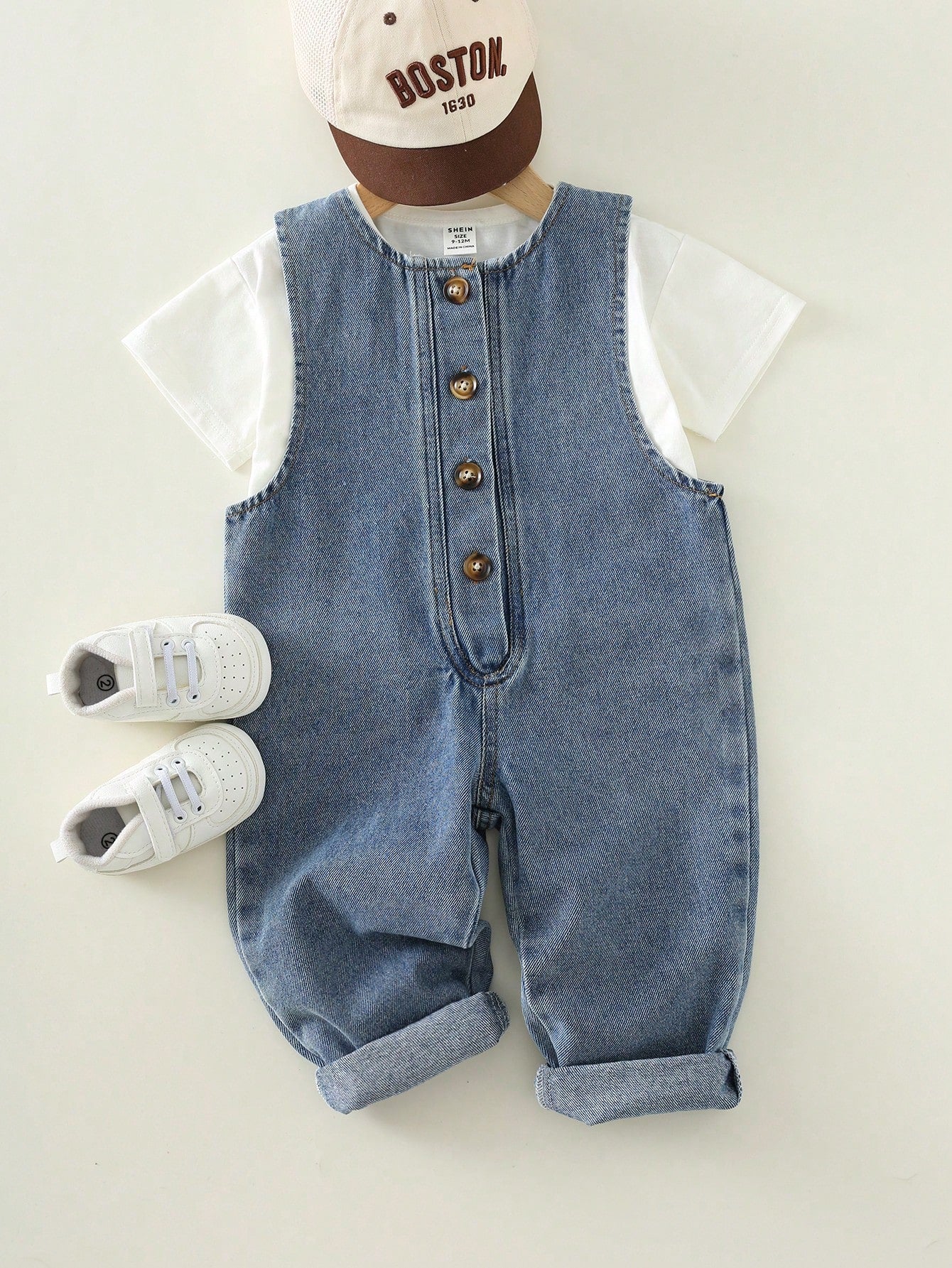 Unisex Baby Casual Cute Denim Bib Pants, Suitable For Summer, Spring, Autumn