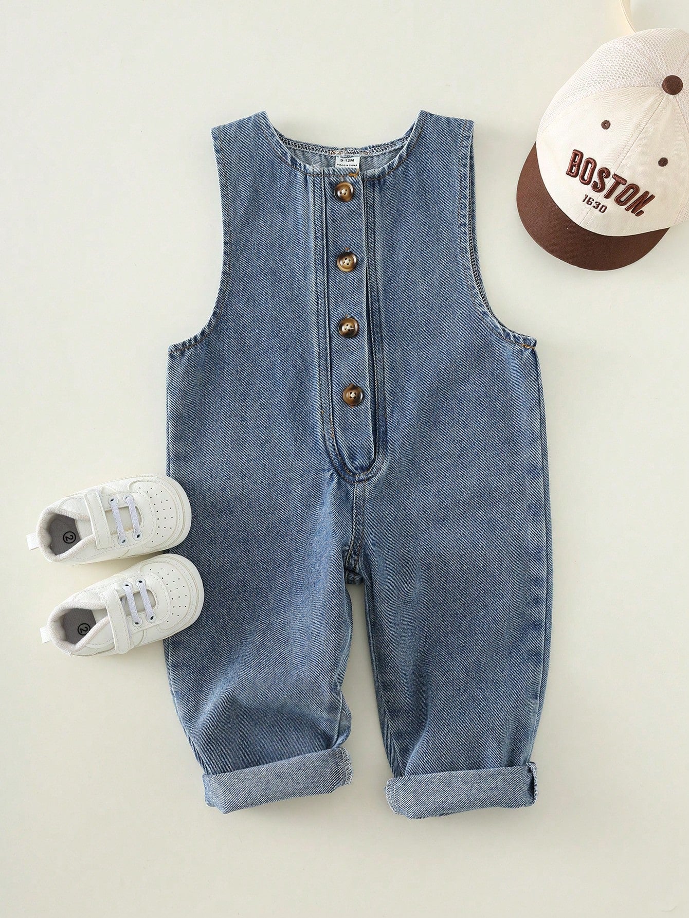 Unisex Baby Casual Cute Denim Bib Pants, Suitable For Summer, Spring, Autumn