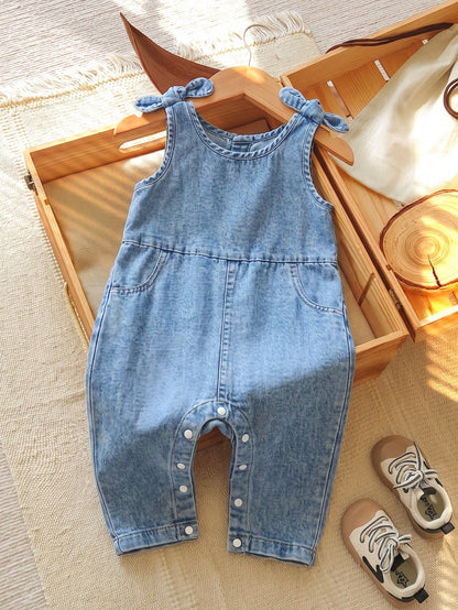 Unisex Baby Casual Cute Denim Overalls, Suitable For Summer, Spring, Autumn Wear, Halloween, Halloween Costume, Halloween Denim