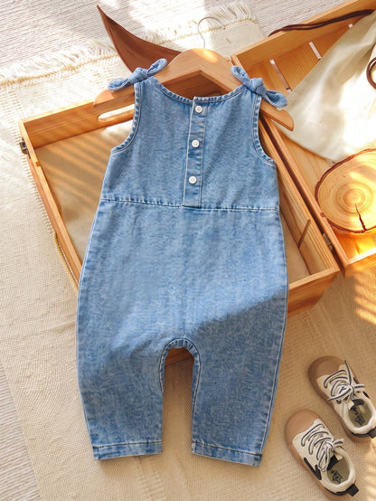 Unisex Baby Casual Cute Denim Overalls, Suitable For Summer, Spring, Autumn Wear, Halloween, Halloween Costume, Halloween Denim