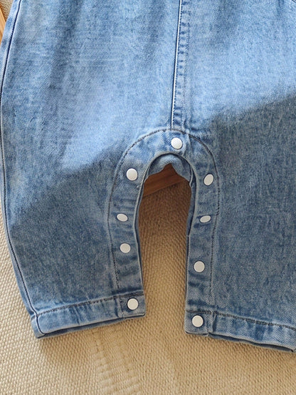 Unisex Baby Casual Cute Denim Overalls, Suitable For Summer, Spring, Autumn Wear, Halloween, Halloween Costume, Halloween Denim