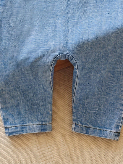 Unisex Baby Casual Cute Denim Overalls, Suitable For Summer, Spring, Autumn Wear, Halloween, Halloween Costume, Halloween Denim