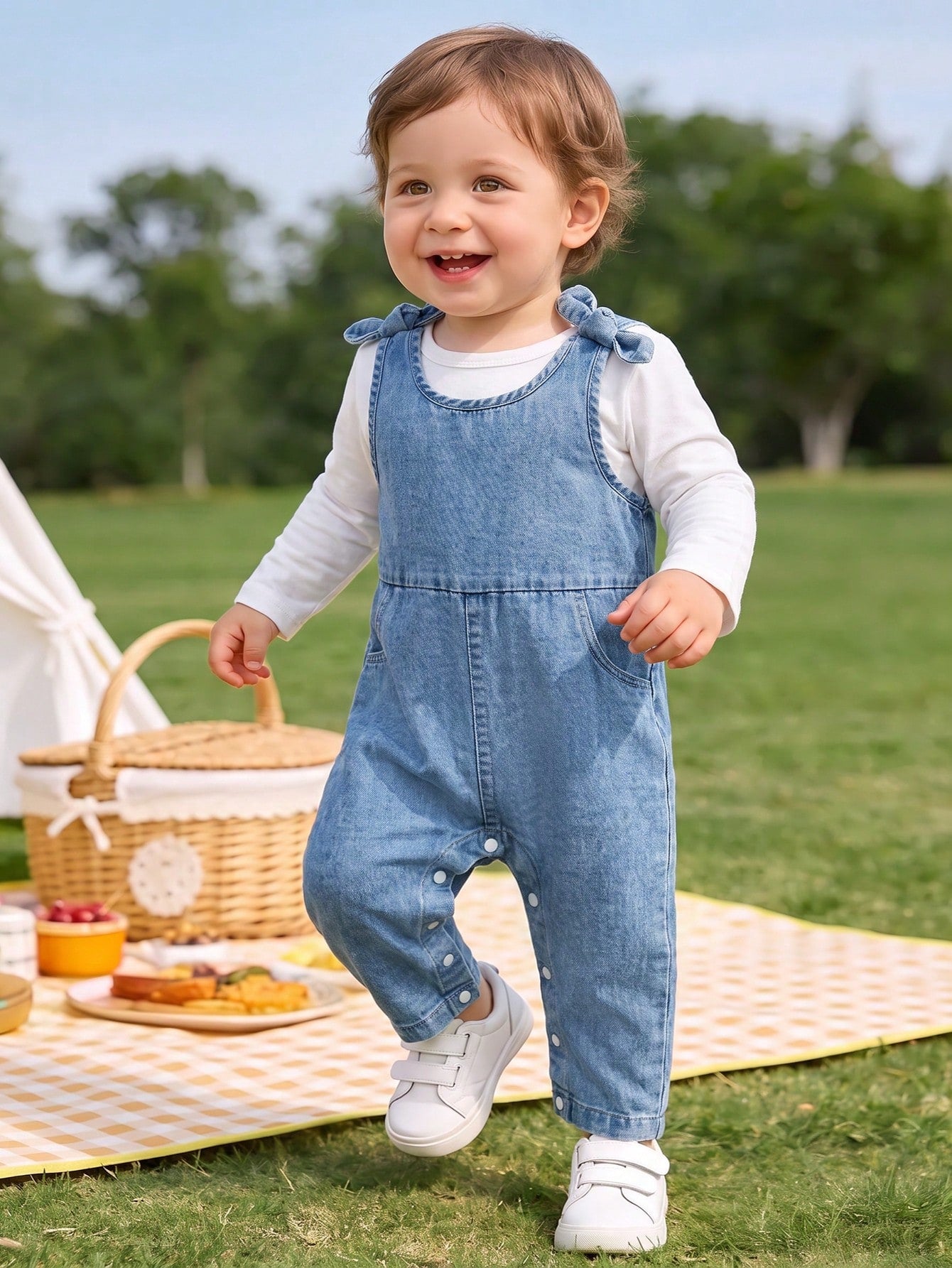 Unisex Baby Casual Cute Denim Overalls, Suitable For Summer, Spring, Autumn Wear, Halloween, Halloween Costume, Halloween Denim