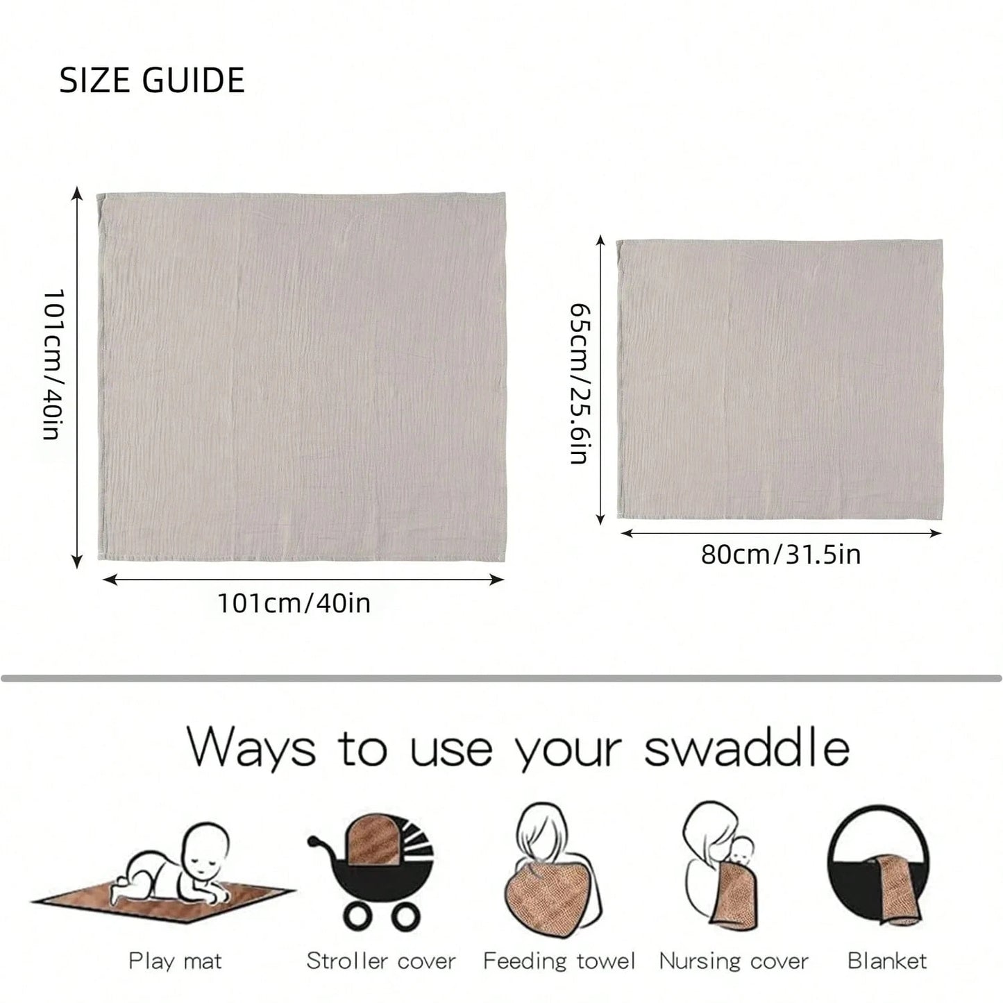Unisex Baby Swaddle Blanket, Soft & Breathable Newborn Receiving Blanket, Essential For Baby Christening