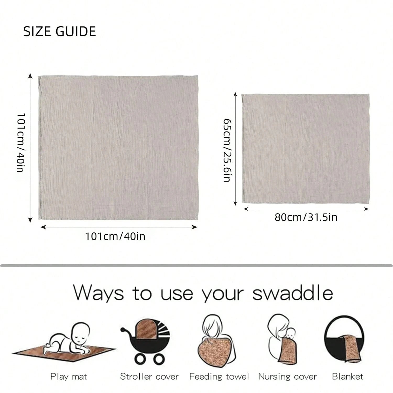 Unisex Baby Swaddle Blanket, Soft & Breathable Newborn Receiving Blanket, Essential For Baby Christening