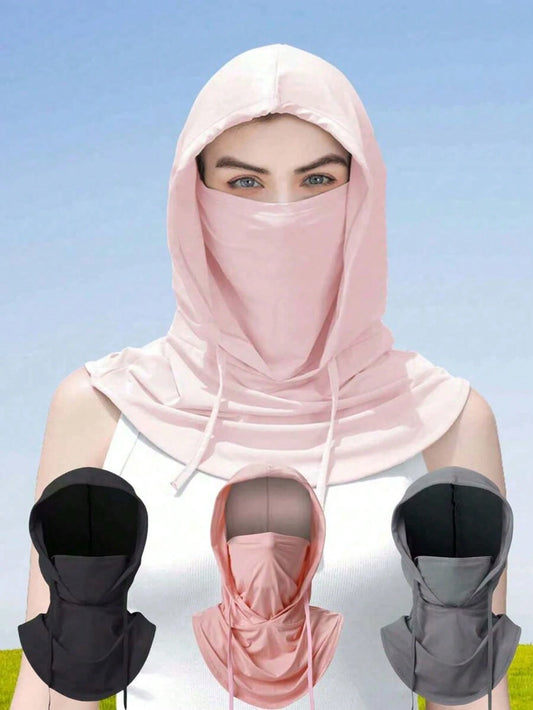 Unisex Ice Silk Balaclava, UV Protection- Full Face Coverage, Anti-UV, Suitable For Cycling- Breathable, Seamless, Adjustable Drawstring Neck Gaiter With Ear Covers, Suitable For Motorcycle, Bicycle