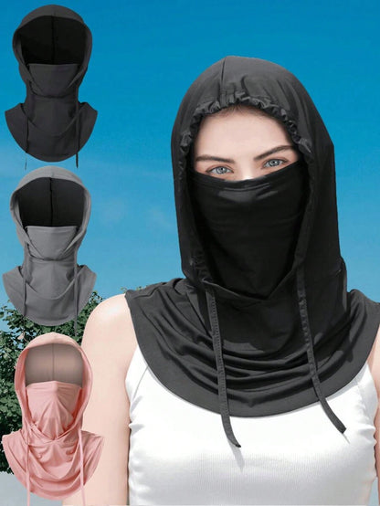 Unisex Ice Silk Balaclava, UV Protection- Full Face Coverage, Anti-UV, Suitable For Cycling- Breathable, Seamless, Adjustable Drawstring Neck Gaiter With Ear Covers, Suitable For Motorcycle, Bicycle