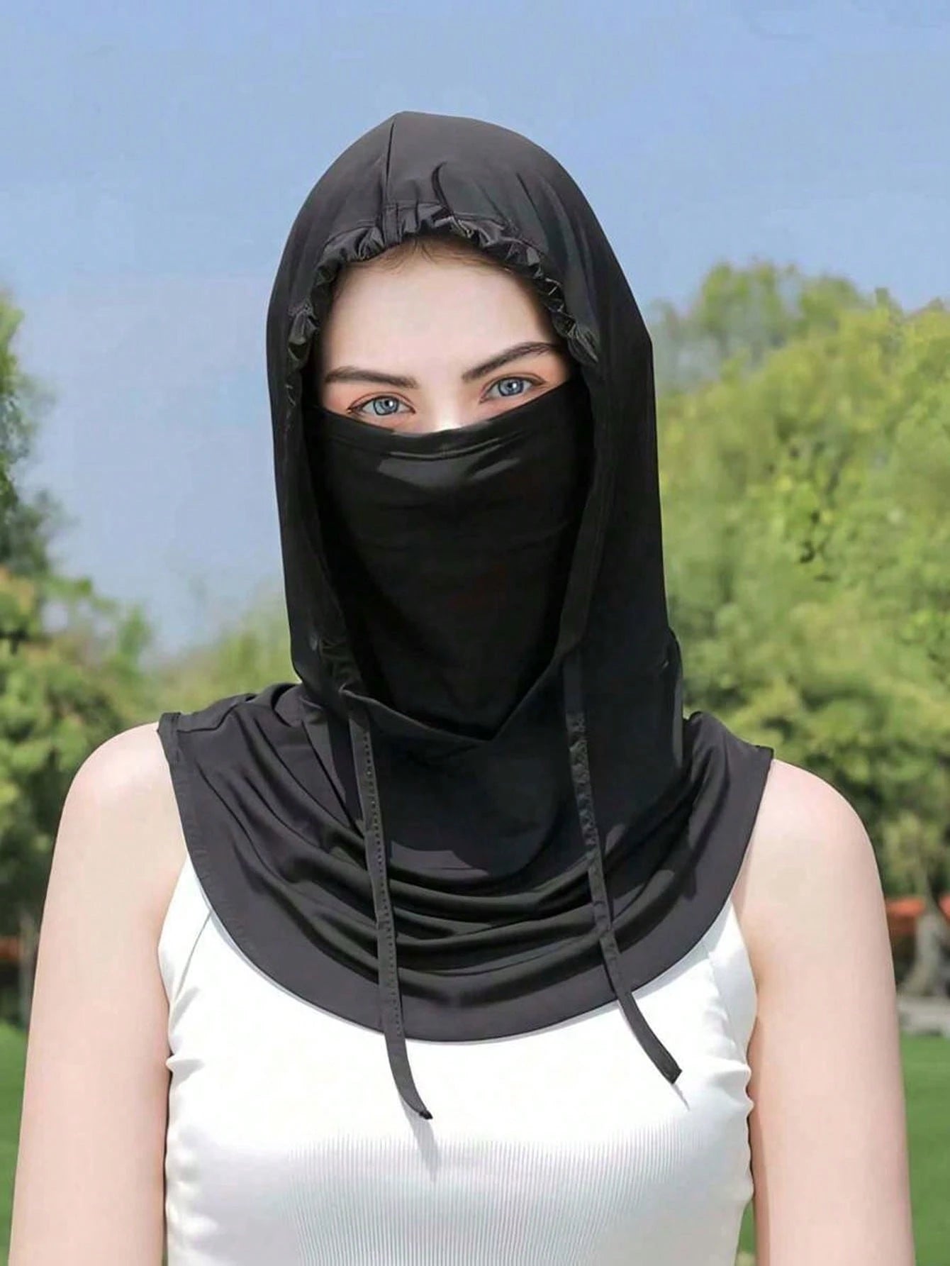 Unisex Ice Silk Balaclava, UV Protection- Full Face Coverage, Anti-UV, Suitable For Cycling- Breathable, Seamless, Adjustable Drawstring Neck Gaiter With Ear Covers, Suitable For Motorcycle, Bicycle