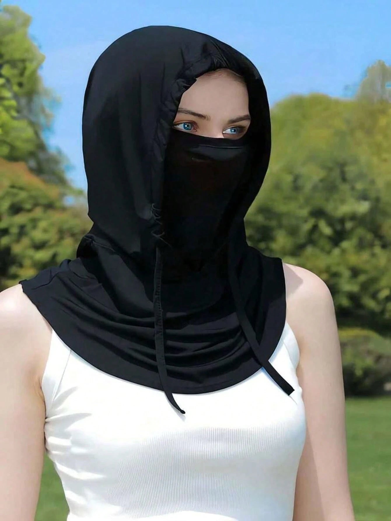 Unisex Ice Silk Balaclava, UV Protection- Full Face Coverage, Anti-UV, Suitable For Cycling- Breathable, Seamless, Adjustable Drawstring Neck Gaiter With Ear Covers, Suitable For Motorcycle, Bicycle