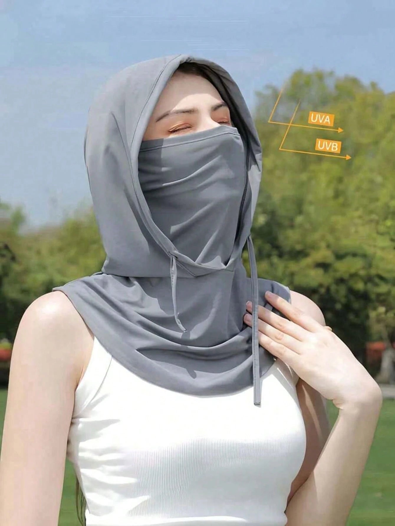 Unisex Ice Silk Balaclava, UV Protection- Full Face Coverage, Anti-UV, Suitable For Cycling- Breathable, Seamless, Adjustable Drawstring Neck Gaiter With Ear Covers, Suitable For Motorcycle, Bicycle
