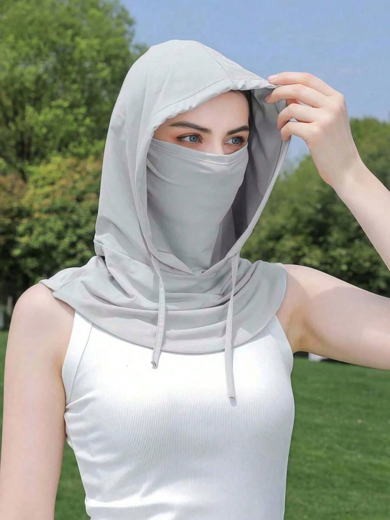Unisex Ice Silk Balaclava, UV Protection- Full Face Coverage, Anti-UV, Suitable For Cycling- Breathable, Seamless, Adjustable Drawstring Neck Gaiter With Ear Covers, Suitable For Motorcycle, Bicycle