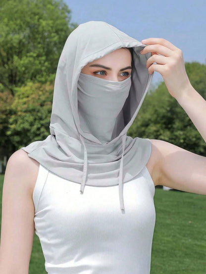 Unisex Ice Silk Balaclava, UV Protection- Full Face Coverage, Anti-UV, Suitable For Cycling- Breathable, Seamless, Adjustable Drawstring Neck Gaiter With Ear Covers, Suitable For Motorcycle, Bicycle
