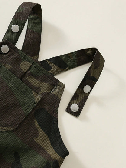 Unisex Newborn Baby Boy/Girl Baby Boy 100% Cotton Casual Fashion Versatile Camouflage Denim Overalls Jumpsuit Cargo Pants, Baby Boy Clothing Set, Baby Boy Summer Outfit, Soft, Denim, Jeans