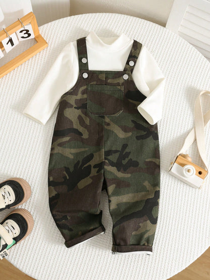 Unisex Newborn Baby Boy/Girl Baby Boy 100% Cotton Casual Fashion Versatile Camouflage Denim Overalls Jumpsuit Cargo Pants, Baby Boy Clothing Set, Baby Boy Summer Outfit, Soft, Denim, Jeans