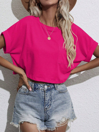Unity Batwing Sleeve Pocket Patched Crop Tee