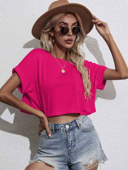 Unity Batwing Sleeve Pocket Patched Crop Tee