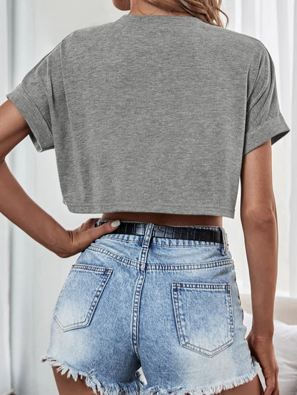 Unity Batwing Sleeve Pocket Patched Crop Tee