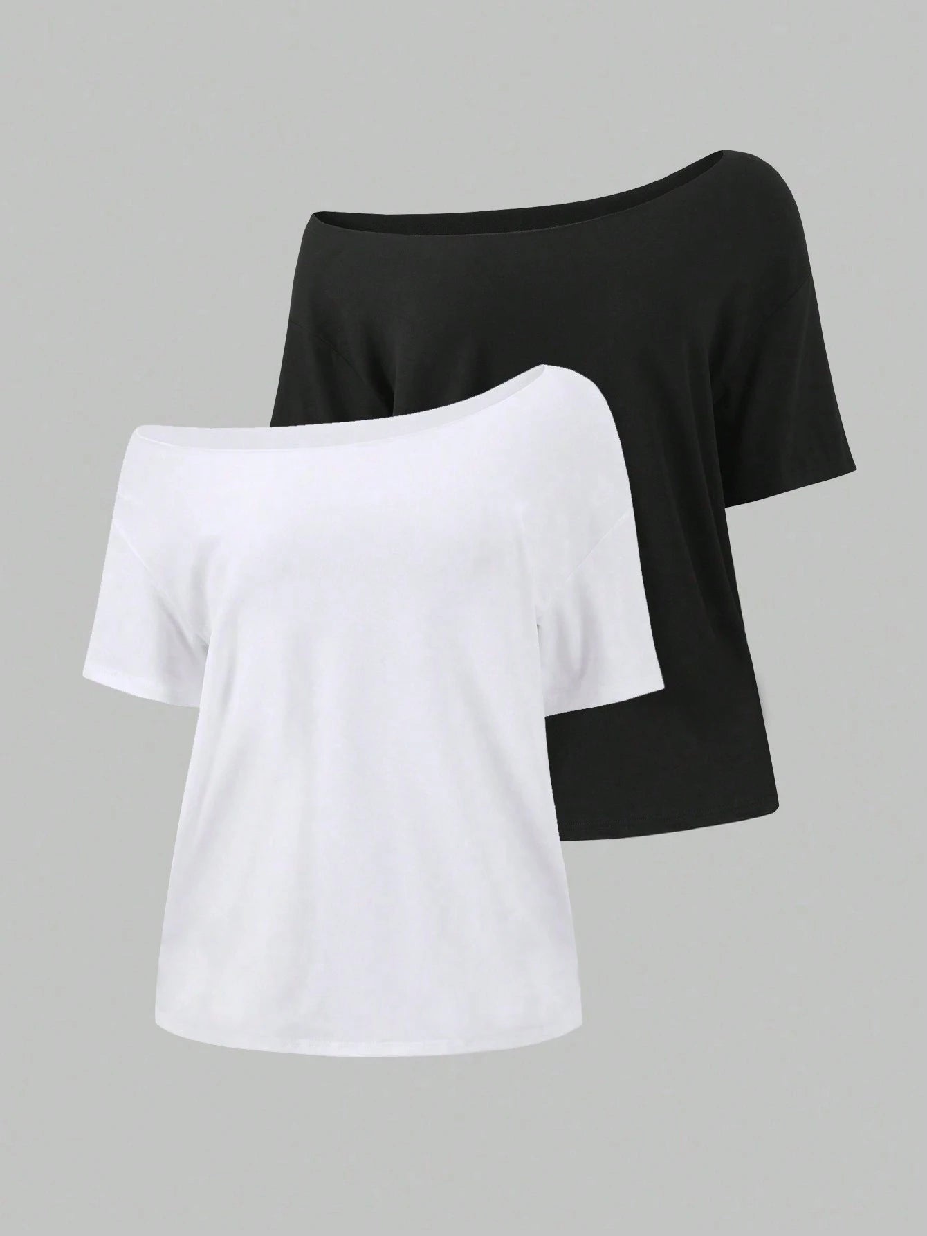 Unity Women's Oversized Asymmetrical Neck Loose White T-Shirt