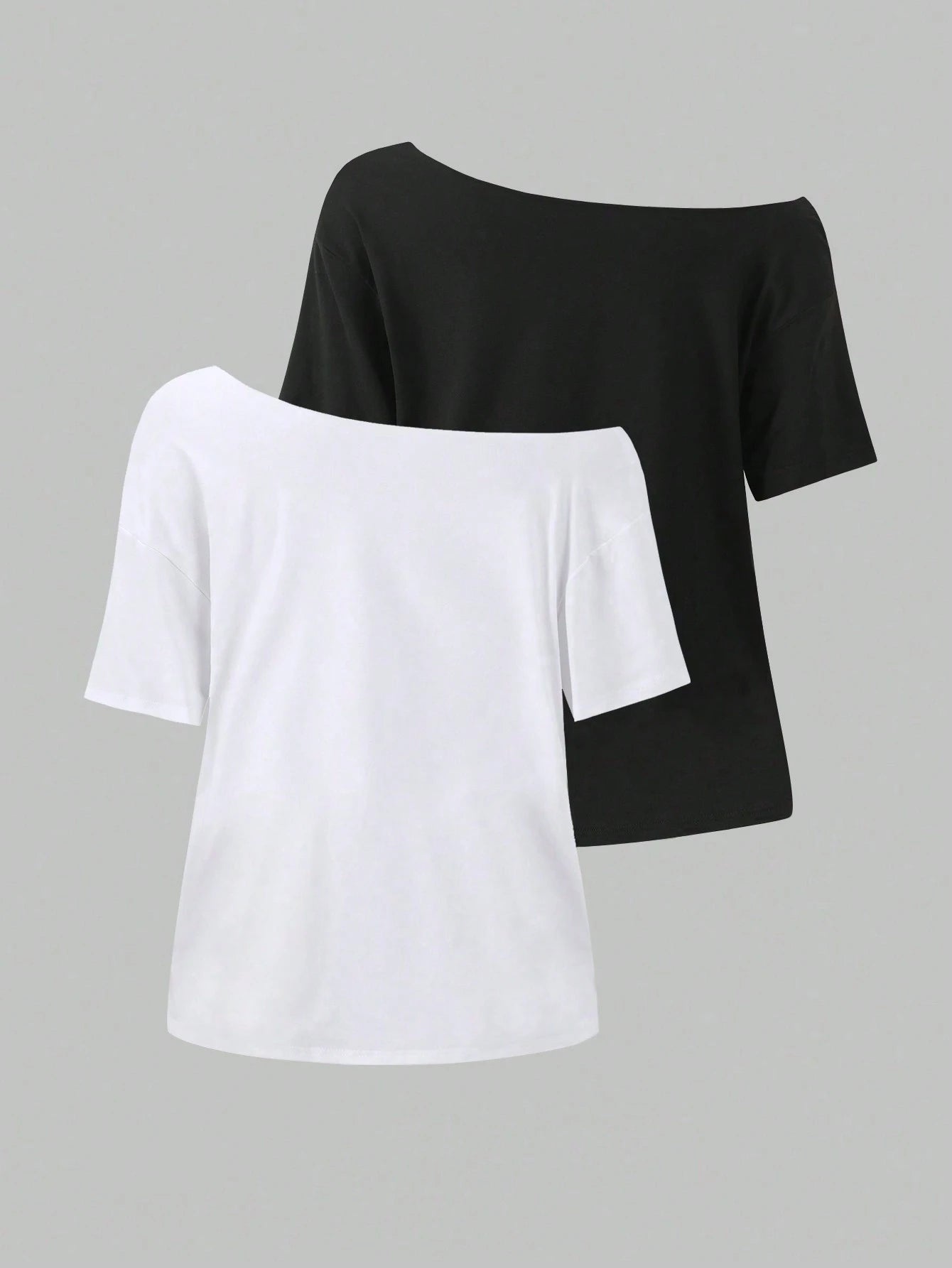 Unity Women's Oversized Asymmetrical Neck Loose White T-Shirt