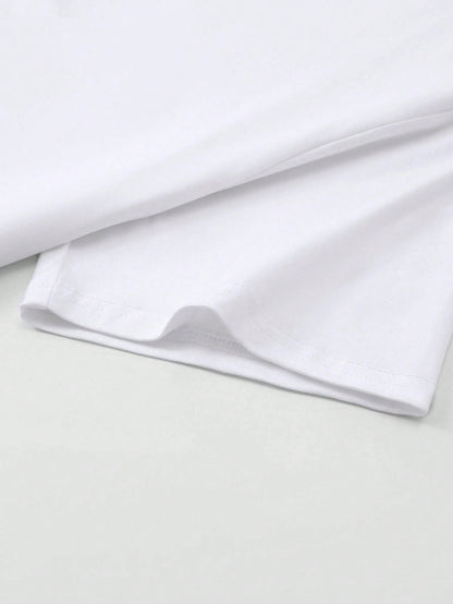 Unity Women's Oversized Asymmetrical Neck Loose White T-Shirt