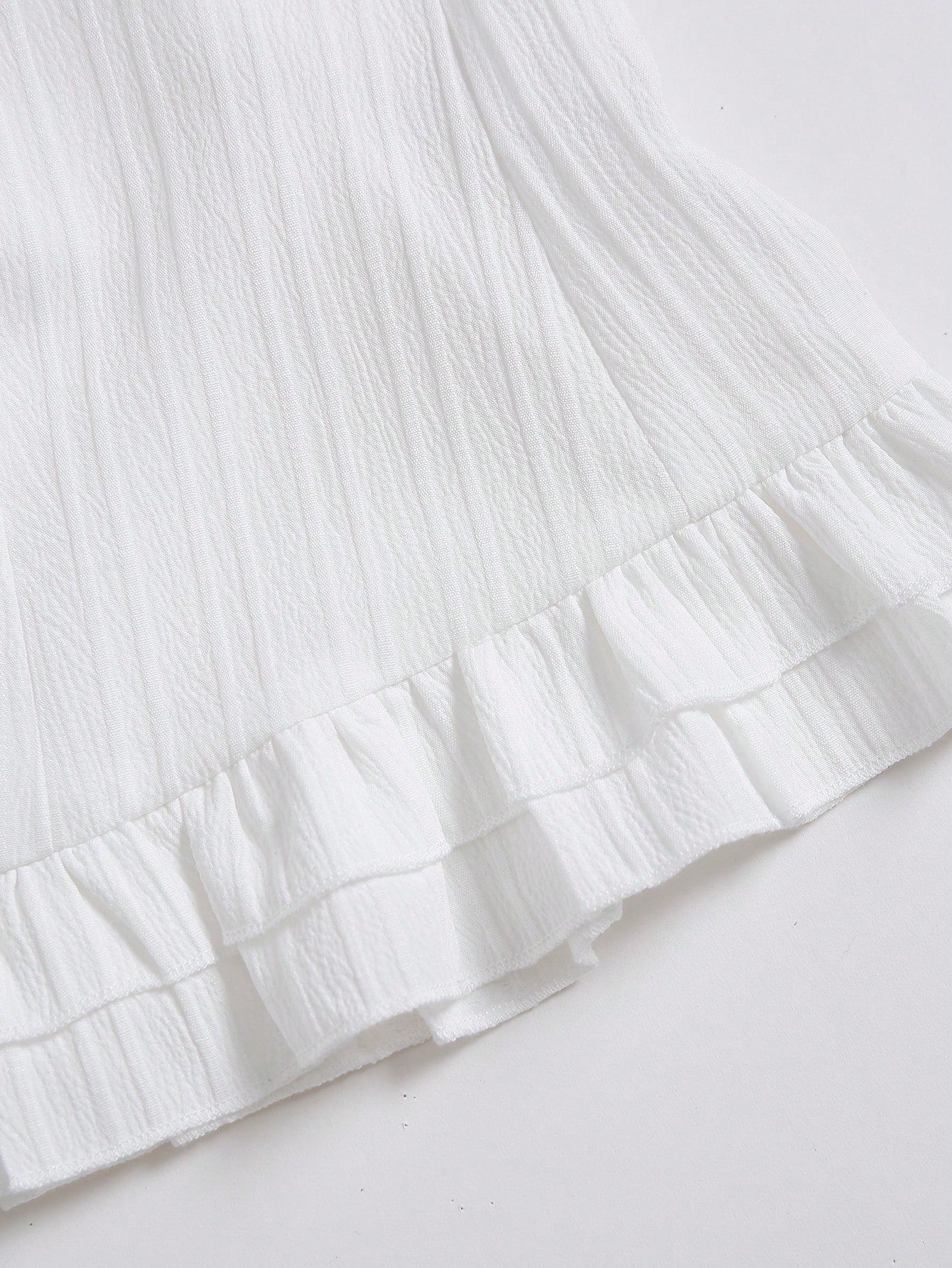 Unity Women's Summer Solid Color Waist-Cinched Ruffle Tie-Cuff Short Sleeve Shirt