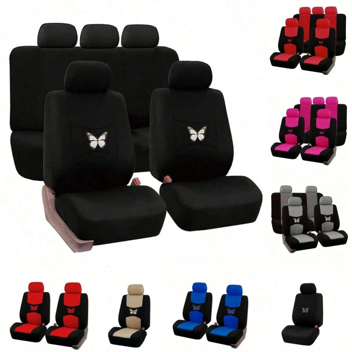 Universal Butterfly Pattern Car Seat Covers Polyester (5-Seater/2-Seater/1-Seater)| Airbag Compatible, Waterproof And Breathable. New Design, Car Interior Accessories