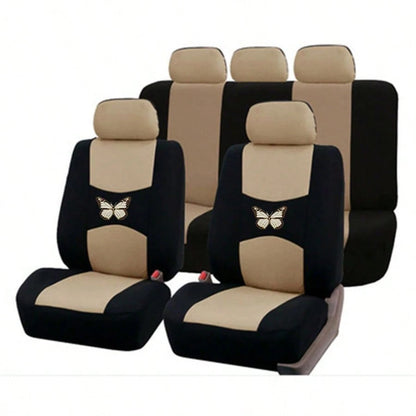 Universal Butterfly Pattern Car Seat Covers Polyester (5-Seater/2-Seater/1-Seater)| Airbag Compatible, Waterproof And Breathable. New Design, Car Interior Accessories