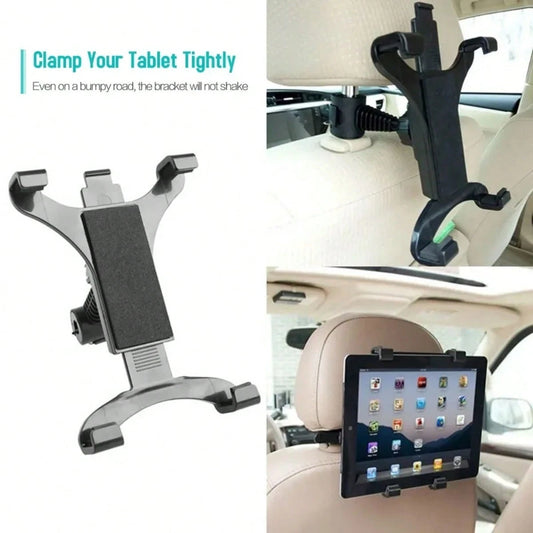 Universal Car Headrest Tablet Holder, Adjustable Back Seat Mount, Secure Clamping Design, Anti-Shake And Stable On Bumpy Roads, Suitable For Kids Entertainment, Compatible With Most Tablets