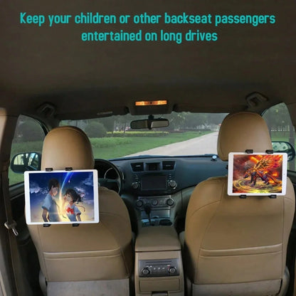 Universal Car Headrest Tablet Holder, Adjustable Back Seat Mount, Secure Clamping Design, Anti-Shake And Stable On Bumpy Roads, Suitable For Kids Entertainment, Compatible With Most Tablets