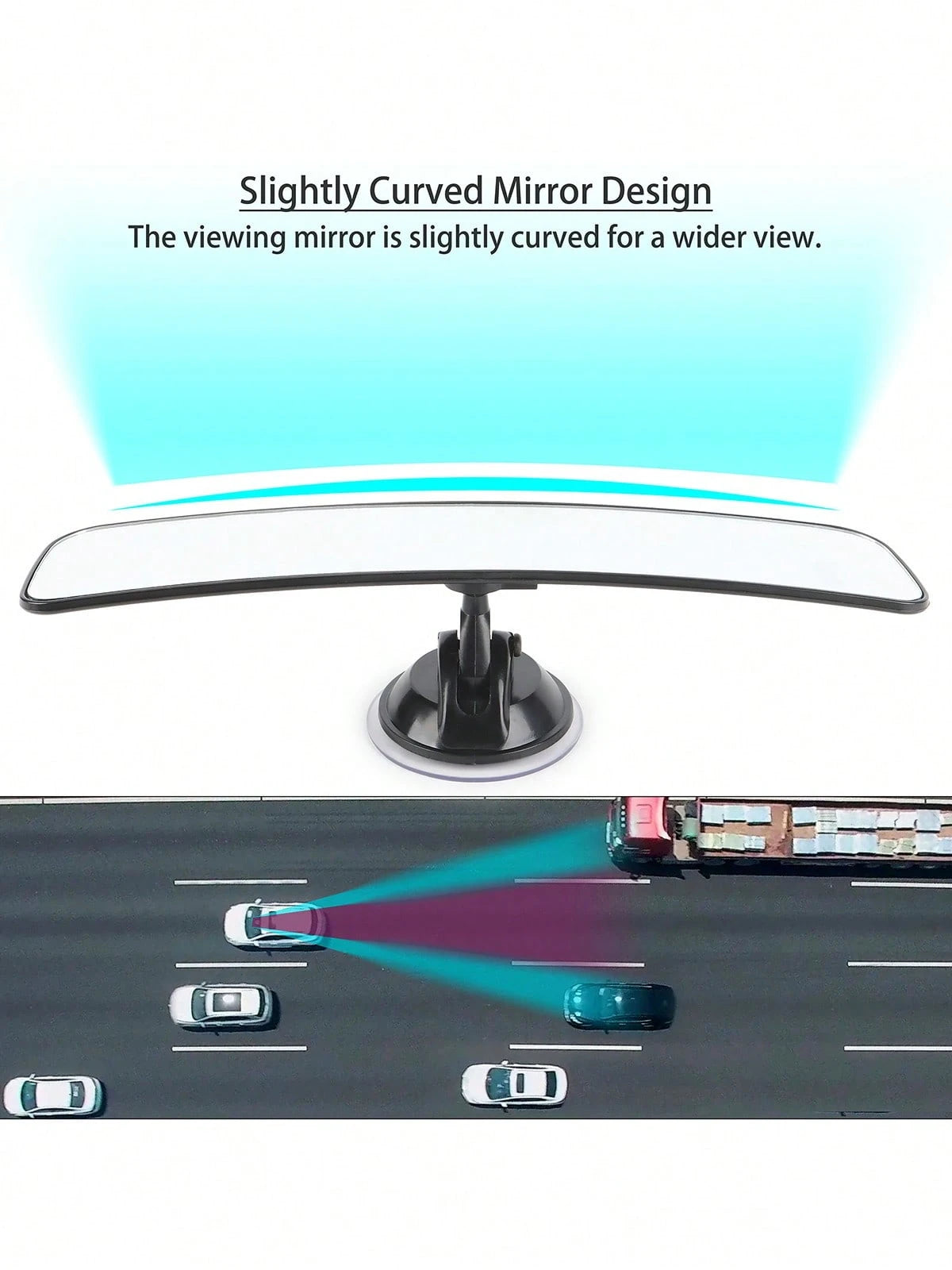 Universal Car Truck Interior Rear View Mirror Wide Suction Cup Mirror Adjustable