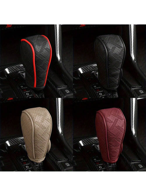 Universal PU Leather Anti-Slip Car Gear Shift Knob Protective Cover Black Auto Parts Car Stall Anti-Slip Case Decor Driving Control Cover Accessories