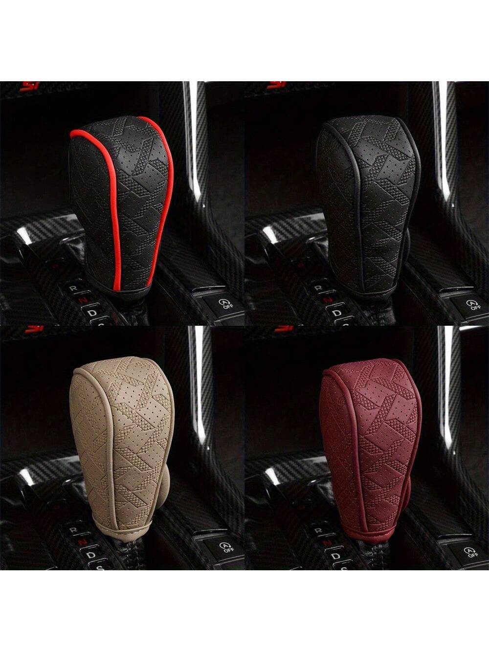 Universal PU Leather Anti-Slip Car Gear Shift Knob Protective Cover Black Auto Parts Car Stall Anti-Slip Case Decor Driving Control Cover Accessories