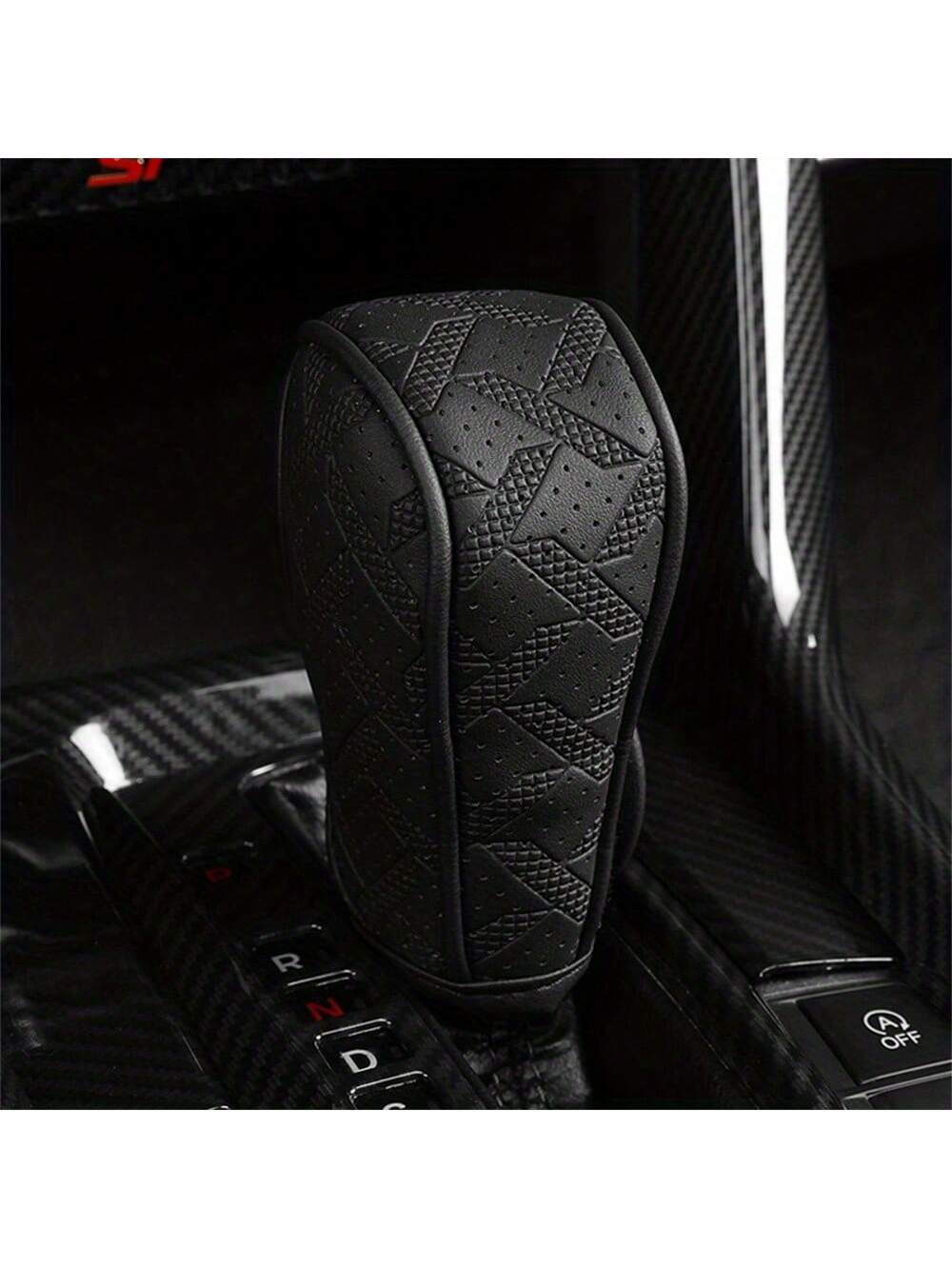 Universal PU Leather Anti-Slip Car Gear Shift Knob Protective Cover Black Auto Parts Car Stall Anti-Slip Case Decor Driving Control Cover Accessories