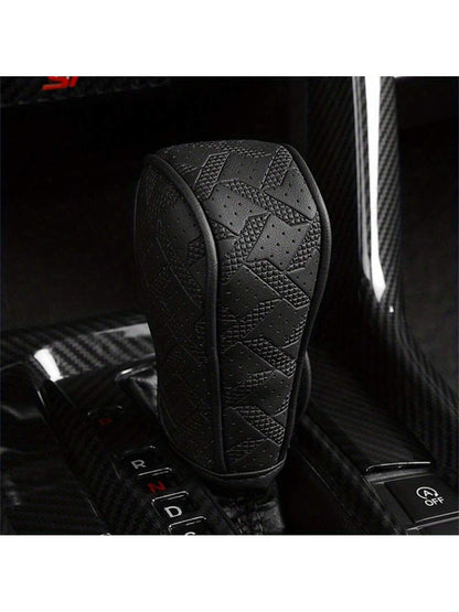 Universal PU Leather Anti-Slip Car Gear Shift Knob Protective Cover Black Auto Parts Car Stall Anti-Slip Case Decor Driving Control Cover Accessories