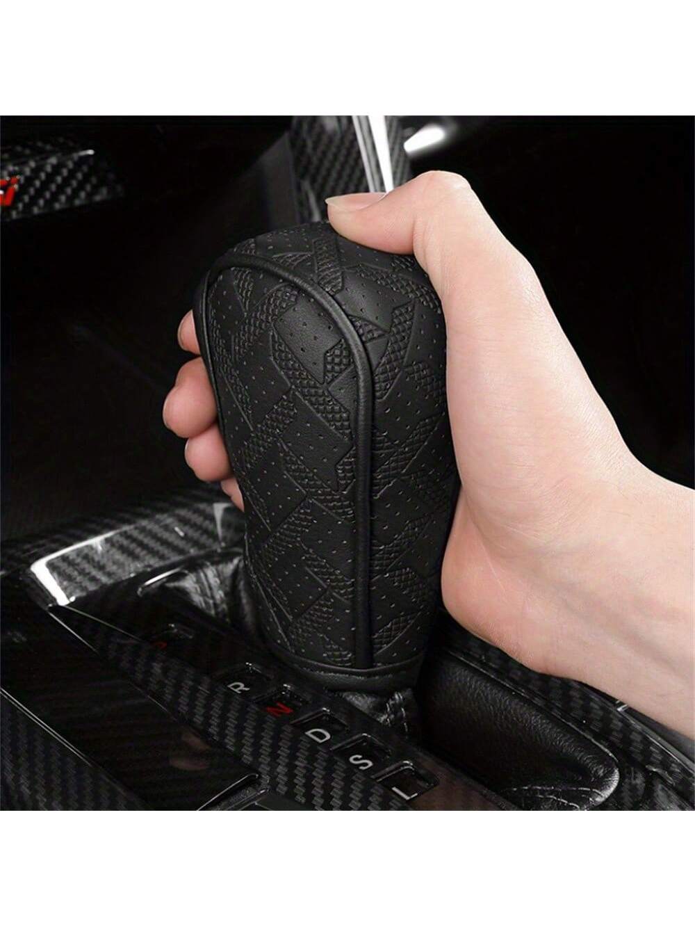 Universal PU Leather Anti-Slip Car Gear Shift Knob Protective Cover Black Auto Parts Car Stall Anti-Slip Case Decor Driving Control Cover Accessories