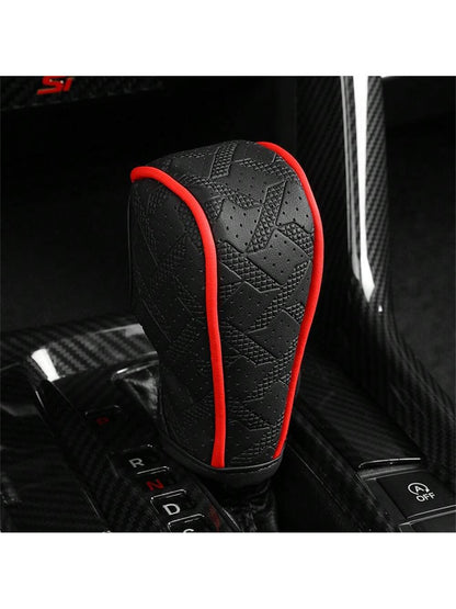Universal PU Leather Anti-Slip Car Gear Shift Knob Protective Cover Black Auto Parts Car Stall Anti-Slip Case Decor Driving Control Cover Accessories