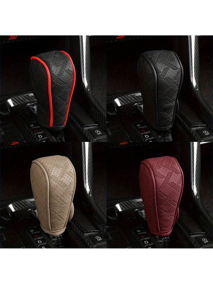 Universal PU Leather Anti-Slip Car Gear Shift Knob Protective Cover Black Auto Parts Car Stall Anti-Slip Case Decor Driving Control Cover Accessories