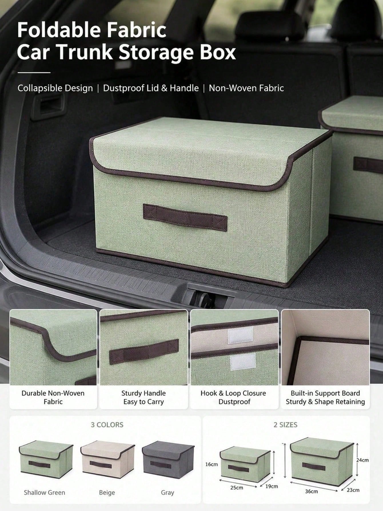 Universal Trunk Storage Box With Lid- Foldable Non-Woven Fabric Storage Box, Large Foldable Cargo Box, Suitable For Clothes, Toys, Food, SUV, Truck And Car Accessories