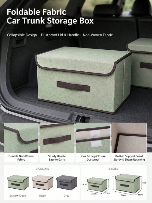 Universal Trunk Storage Box With Lid- Foldable Non-Woven Fabric Storage Box, Large Foldable Cargo Box, Suitable For Clothes, Toys, Food, SUV, Truck And Car Accessories