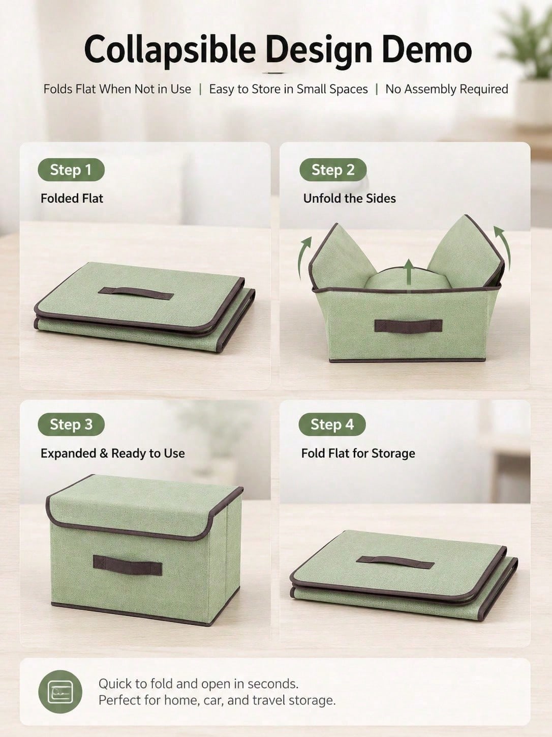 Universal Trunk Storage Box With Lid- Foldable Non-Woven Fabric Storage Box, Large Foldable Cargo Box, Suitable For Clothes, Toys, Food, SUV, Truck And Car Accessories