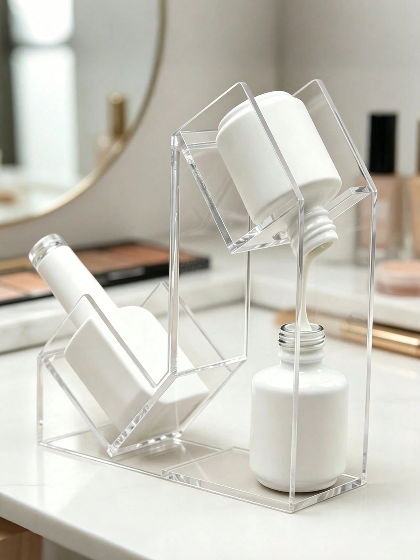 Upgraded Transparent Nail Polish Inverted Dispenser, Nail Gel Inverted Rack For Easy Pouring Of Every Drop Of Acrylic Liquid. Designed For Cleaning And Stabilizing Bottles During Use